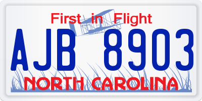NC license plate AJB8903