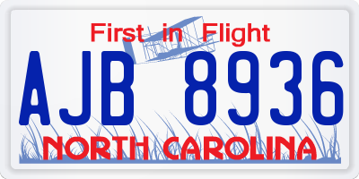 NC license plate AJB8936