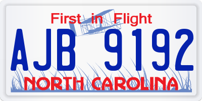 NC license plate AJB9192