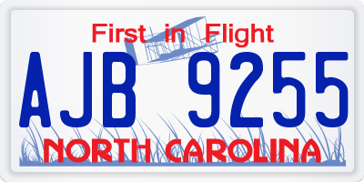 NC license plate AJB9255