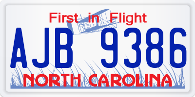 NC license plate AJB9386