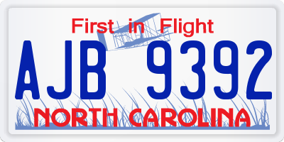 NC license plate AJB9392