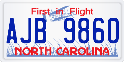 NC license plate AJB9860