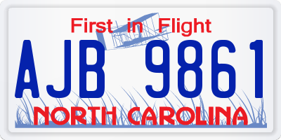 NC license plate AJB9861