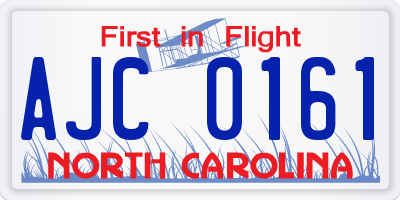 NC license plate AJC0161