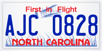 NC license plate AJC0828