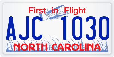 NC license plate AJC1030