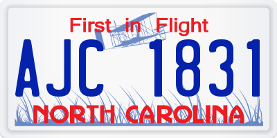 NC license plate AJC1831