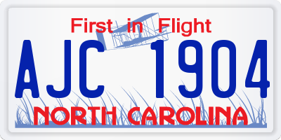 NC license plate AJC1904