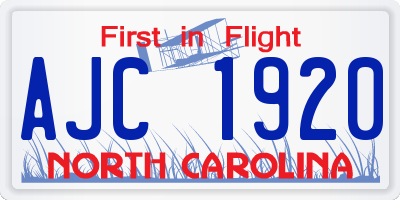 NC license plate AJC1920