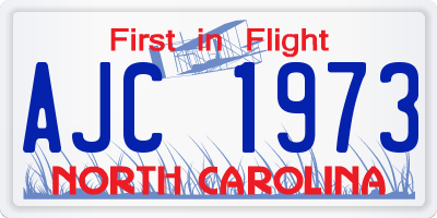 NC license plate AJC1973