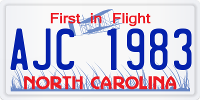 NC license plate AJC1983