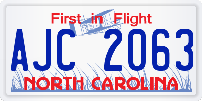 NC license plate AJC2063