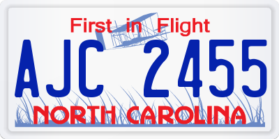 NC license plate AJC2455
