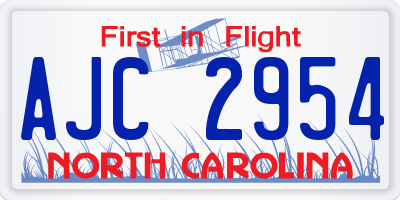 NC license plate AJC2954
