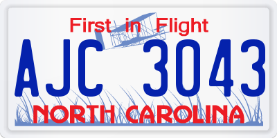 NC license plate AJC3043