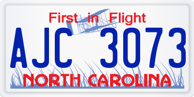 NC license plate AJC3073