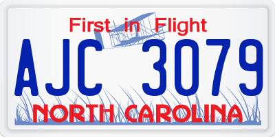 NC license plate AJC3079