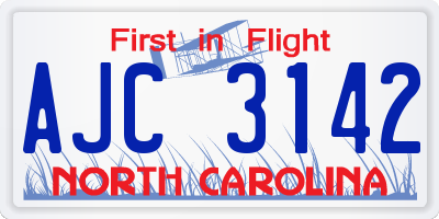 NC license plate AJC3142