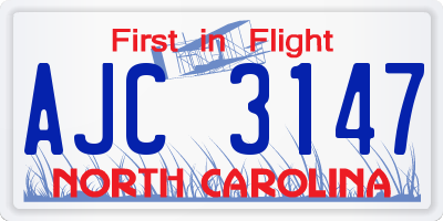 NC license plate AJC3147