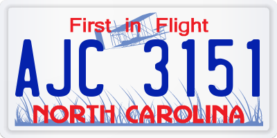 NC license plate AJC3151