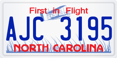 NC license plate AJC3195