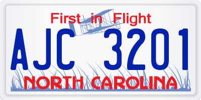 NC license plate AJC3201