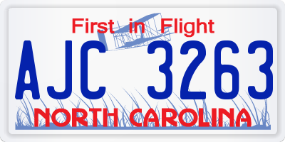 NC license plate AJC3263