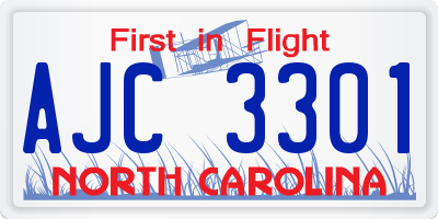 NC license plate AJC3301