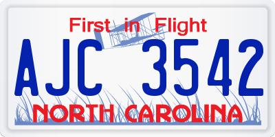 NC license plate AJC3542