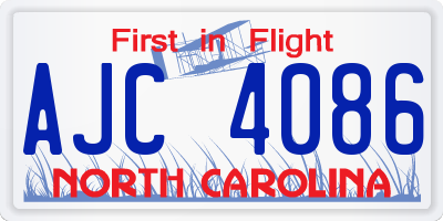 NC license plate AJC4086