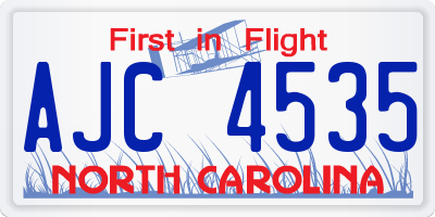 NC license plate AJC4535