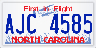 NC license plate AJC4585