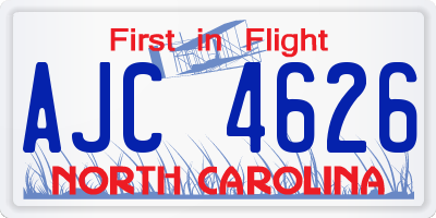 NC license plate AJC4626