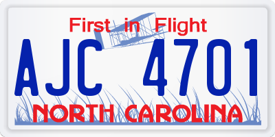 NC license plate AJC4701