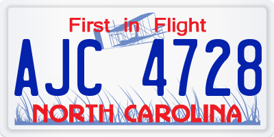 NC license plate AJC4728
