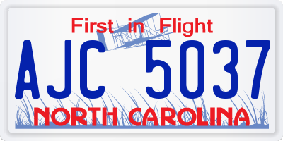 NC license plate AJC5037