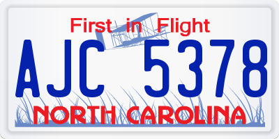 NC license plate AJC5378