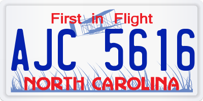 NC license plate AJC5616