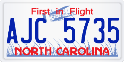 NC license plate AJC5735
