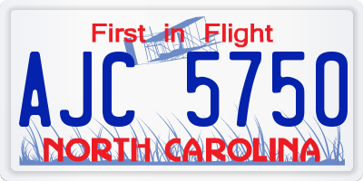 NC license plate AJC5750