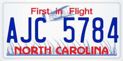 NC license plate AJC5784