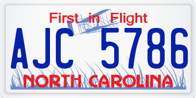 NC license plate AJC5786