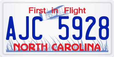 NC license plate AJC5928
