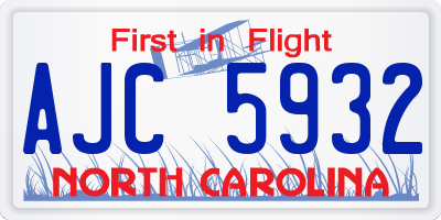 NC license plate AJC5932