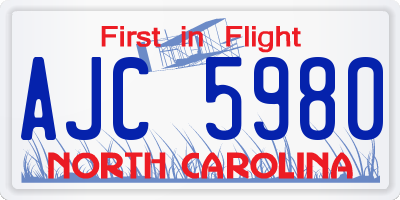 NC license plate AJC5980