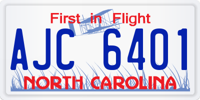 NC license plate AJC6401