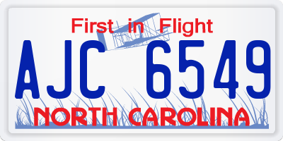 NC license plate AJC6549