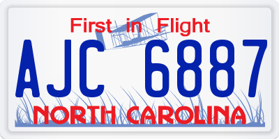 NC license plate AJC6887