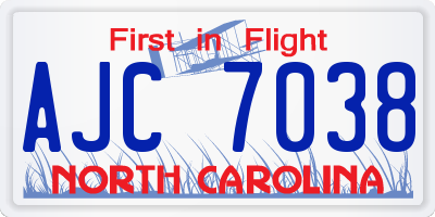 NC license plate AJC7038